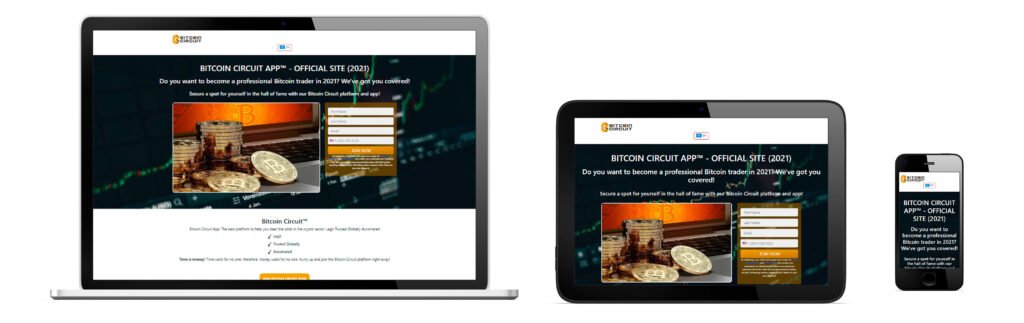 Diseño responsivo del sitio web de Bitcoin Circuit