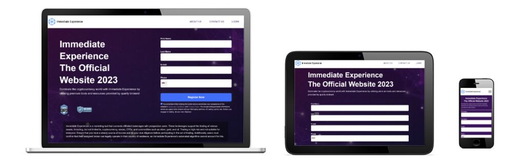 Immediate Experience official website on different devices